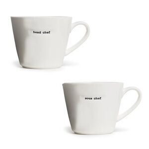 Two’s Company Yes Chef Mug Set White